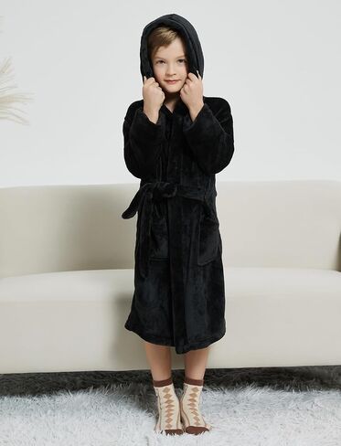 Fraprasty Boys Fleece Robe Hooded Toddler Soft Bathrobe Pajamas Sleepwear for Kids Girls 2-16 Years in Kuwait