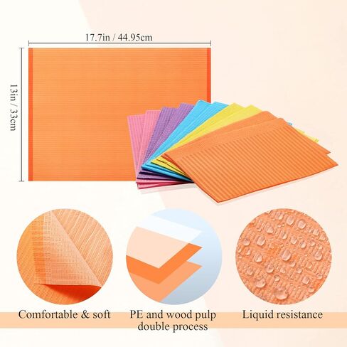 150 Pcs Disposable Dental Bib Waterproof Colorful Bibs with 6 Bib Clips Holder for Dental Clinic Piercing, Feeding Soft and Fluid Resistant 13'' x 18" in Kuwait