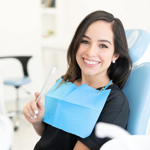 150 Pcs Disposable Dental Bib Waterproof Colorful Bibs with 6 Bib Clips Holder for Dental Clinic Piercing, Feeding Soft and Fluid Resistant 13'' x 18" in Kuwait