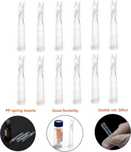 قاعدة مخروطية 340ul مع إدراج Polyspring Micro HPLC GC Vial PP لقارورة عينة تلقائية 2 مل، بولي بروبيلين، 6 * 29 مم، عبوة من 100 in Kuwait