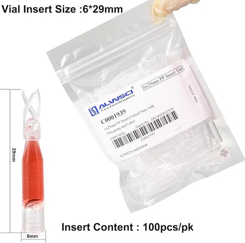 قاعدة مخروطية 340ul مع إدراج Polyspring Micro HPLC GC Vial PP لقارورة عينة تلقائية 2 مل، بولي بروبيلين، 6 * 29 مم، عبوة من 100 in Kuwait