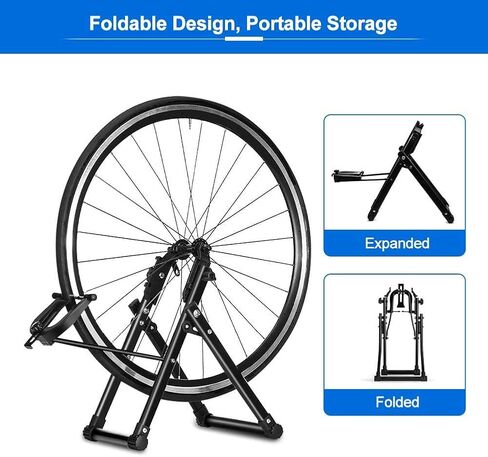 GOTOTOP Wheel Truing Stand, Tire Truing Stand, Foldable Home Mechanic Truing Stand Suitable for 16" - 29" Wheels, Professional Rim Maintenance Tool,Black in Saudi Arabia
