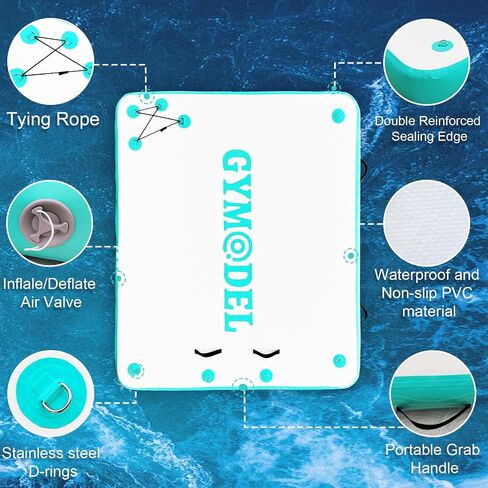 Inflatable Floating Dock,Inflatable Dock Platform,6/8/10ft Air Dock Platform Floating Island Raft,Non-Slip Air Dock Platform with Detachable Ladder for Pool Beach Ocean in Saudi Arabia