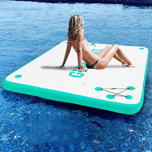 Inflatable Floating Dock,Inflatable Dock Platform,6/8/10ft Air Dock Platform Floating Island Raft,Non-Slip Air Dock Platform with Detachable Ladder for Pool Beach Ocean in Saudi Arabia