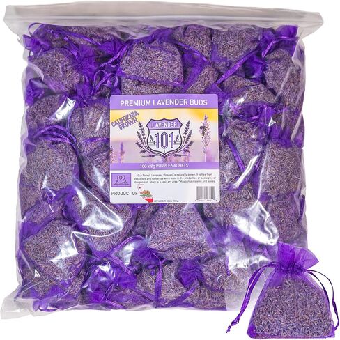 Lavender Sachets by Lavender 101 - US Grown French (Grosso) Lavender Sachets | Great for Adding Fragrance to Closets, Drawers, Homes, Vehicles, Workspaces (6), Small, Purple in Kuwait