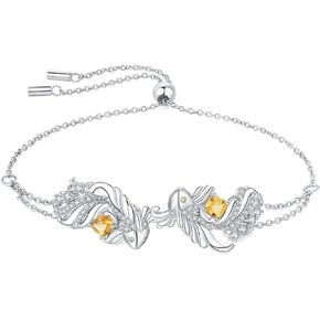 JewelryPalace Lucky Koi Fish Cushion Genuine Citrine Adjustable Link Bracelet Gemstone Jewelry Set 14K White Gold 925 Sterling Silver, metal, citrine in Kuwait