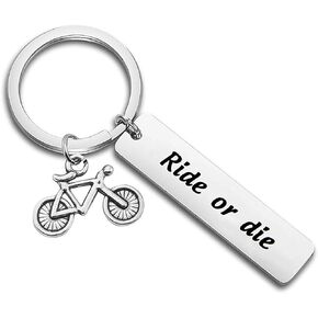 CHOROY Bike Gift Ride or Die Keychain Travel Jewelry Racer Adventure Gift for Biker