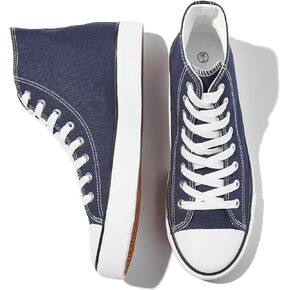 Mens High Top Canvas Sneakers Casual Lace up Canvas Shoes for Men Fashion White and Black Walking Sneakers