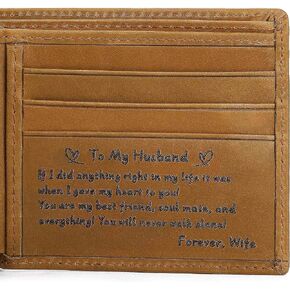 FACOY Engraved Leather Men’s Wallet - Husband Boyfriend Gifts - Gifts Ideas for Anniversary Valentine's Day Christmas
