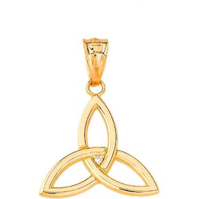Certified 10k Gold Solitaire Diamond Celtic Trinity Knot Charm Pendant