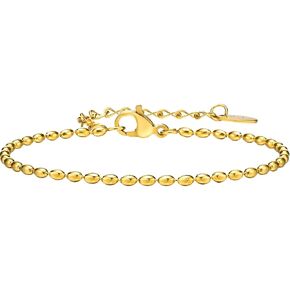 Jude Jewelers 2mm 3mm 5mm Width Stainless Steel Oval Shape Bean Beads Style Chain Bracelet