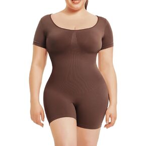Short Sleeve Bodysuit Shapewear for Women Shorts Body Shaper Seamless Sculpting Crew Neck T-Shirt Tops