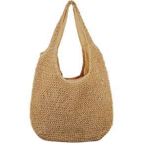 KUANG! Women Large Straw Rattan Beach Tote Bag Hobo HandBags Handle Summer Handwoven Straw Purse