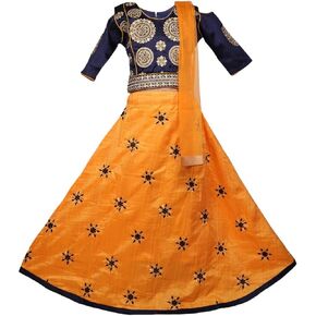 Girl Polyester Embroidery Salwar Suit With Skirt