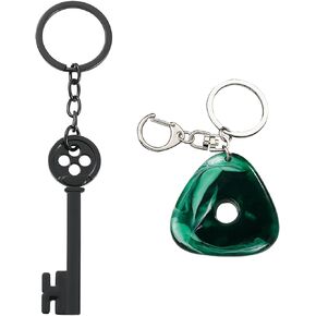 ZNTU Coraline Keychain Key Seeing Stone Matching Set - Horror Movie Cartoon Cosplay Accessories - Button Eyes Merchandise Stuff Jewelry for Girls and Boys