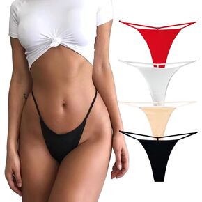 GERUISI Women T Back G String Thongs Comfortable Low-Rise Tangas Seamless Panties Underwear XS-XL 4 Pack