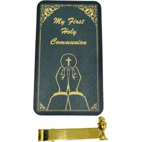 First Communion Tie Clip for Boys Pack with Holy Prayer Card