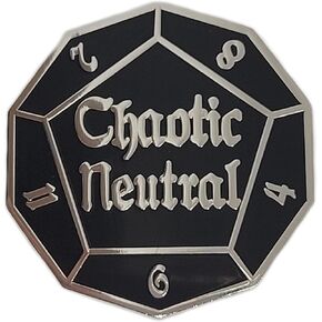Chaotic Neutral DnD Alignment D12 Dice Enamel Pin Silver Finish | Gamer 5e RPG Nerdy Pin