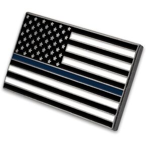 Police Thin Blue Line USA Flag Pin