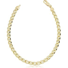 Solid 14k Yellow Gold Mariner Link Bracelet for Men and Women (5.1 mm, 8.5 inch)