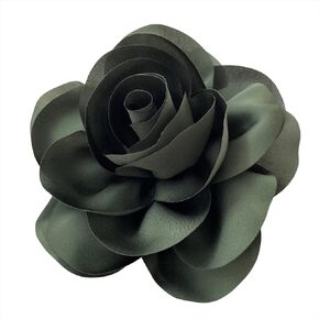 COCORIBBON 5.5in Extra Large Big Satin Fabric Flower Brooch Pin and Hair Pin for Women, Gift (Blue green)
