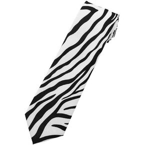Jacob Alexander Men's Zebra Animal Print Black and White Extra Long Length Neck Tie