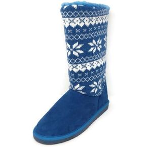 حذاء نسائي من الجلد السويدي متوسط ​​الساق بتصميم ندفة الثلج للشتاء الدافئ وأحذية طويلة للثلج in Kuwait