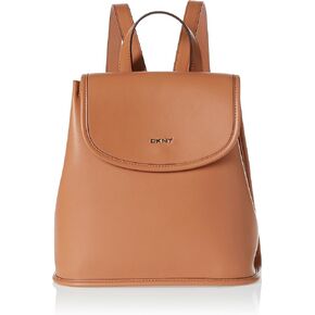 DKNY Women's Brook Faux Leather Large Flap Backpack, Cashew