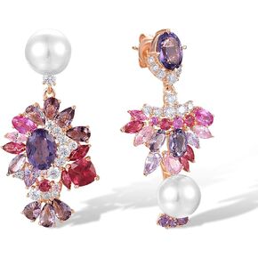 Santuzza 925 Sterling Silver Sector Cubic Zirconia Earrings for Women