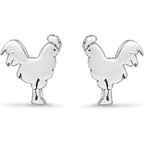 Boma Jewelry Sterling Silver Chicken Rooster Farm Animal Stud Earrings
