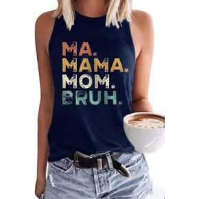Ma Mama Mom Bruh for Women Tank Cute Print Mama Casual Retro Vest Summer Fashion Sleeveless Graphic Tank Top