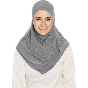 Jazvano Instant Hijab for Women Muslim Girls Soft Hijab Scarf Easy to Wear Headscarf Spun Gold Jilbab Daily Islamic Hijab 1pc