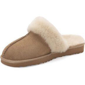 Women's Sheepskin Slippers Indoor Outdoor House Leather Shearling Fur Slippers