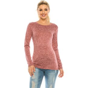 Woman’s Workout T Shirt – Long Sleeve Crew Neck Slim Fit Stretch Casual Active Athletic Basic Tee Top Tshirt