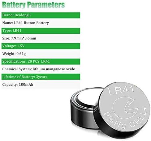 بطارية قلوية LR41 AG3 392 384 192 بطارية 1.5 فولت بطاريات خلية على شكل عملة معدنية 20 قطعة in Kuwait