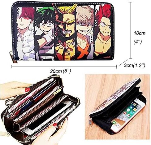 coywzca Anime Wallet My Hero Wallet Mens Wallet Leather Wallet My Hero Merch (Black MHA Wallet XIN) in Saudi Arabia