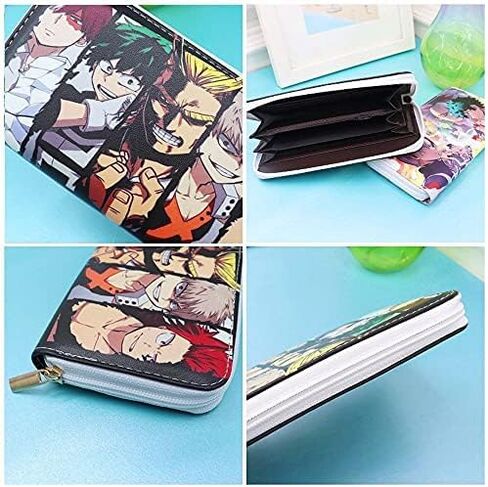 coywzca Anime Wallet My Hero Wallet Mens Wallet Leather Wallet My Hero Merch (Black MHA Wallet XIN) in Saudi Arabia