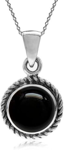 Silvershake 925 Sterling Silver Rope Solitaire Cabochon or Inlay Style Pendant Necklace Jewelry for Women in Saudi Arabia