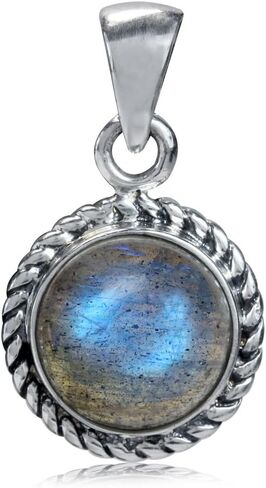 Silvershake 925 Sterling Silver Rope Solitaire Cabochon or Inlay Style Pendant Necklace Jewelry for Women in Saudi Arabia
