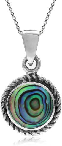 Silvershake 925 Sterling Silver Rope Solitaire Cabochon or Inlay Style Pendant Necklace Jewelry for Women in Saudi Arabia