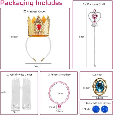 زي الأميرة Mooedcoe للفتيات الصغيرات، فساتين الأميرة التنكرية للأطفال وحفلات أعياد الميلاد مع الملحقات in Kuwait