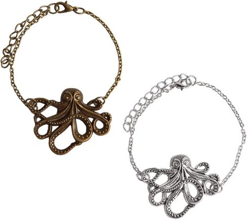 Opexicos 2Pcs Octopus Bracelet in Sterling Silver - silver Chain Octopus Bracelet, Alloy Steel, alloy in Saudi Arabia