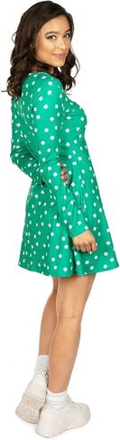 Tipsy Elves St. Patricks Day Dresses for Women - St Paddys Clover and Charms Allover Print Long Sleeve Dresses in Saudi Arabia