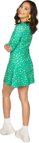 Tipsy Elves St. Patricks Day Dresses for Women - St Paddys Clover and Charms Allover Print Long Sleeve Dresses in Saudi Arabia