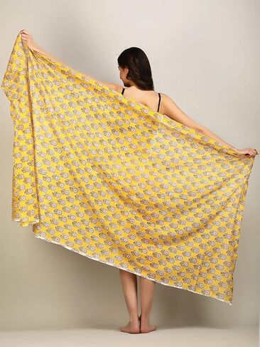 Women's Long Sarong Beach Wrap Cover Up Pure Cotton Printed Swimsuit Bikini Pareo Swimwear Dress - Free Size in Saudi Arabia