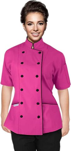 Short Sleeves Tailored Fit Chef Coat Jacket Uniform for Women for Food Service, Caterers, Bakers and Culinary Professional in Saudi Arabia