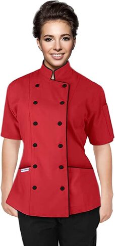 Short Sleeves Tailored Fit Chef Coat Jacket Uniform for Women for Food Service, Caterers, Bakers and Culinary Professional in Saudi Arabia
