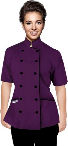 Short Sleeves Tailored Fit Chef Coat Jacket Uniform for Women for Food Service, Caterers, Bakers and Culinary Professional in Saudi Arabia
