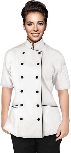 Short Sleeves Tailored Fit Chef Coat Jacket Uniform for Women for Food Service, Caterers, Bakers and Culinary Professional in Saudi Arabia