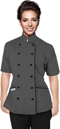 Short Sleeves Tailored Fit Chef Coat Jacket Uniform for Women for Food Service, Caterers, Bakers and Culinary Professional in Saudi Arabia